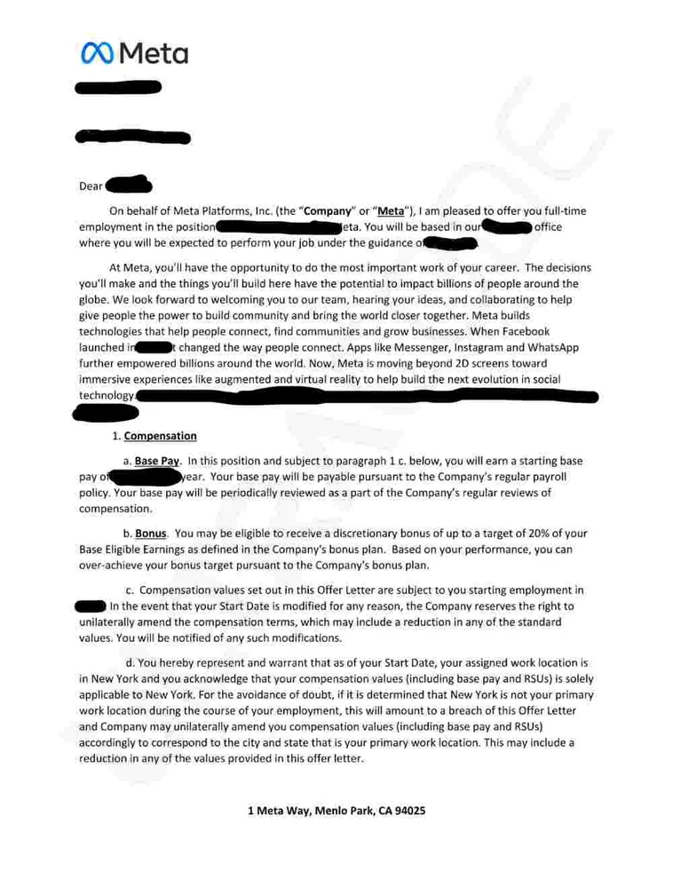 Meta offer letter earned with ULTRACODE (preview)